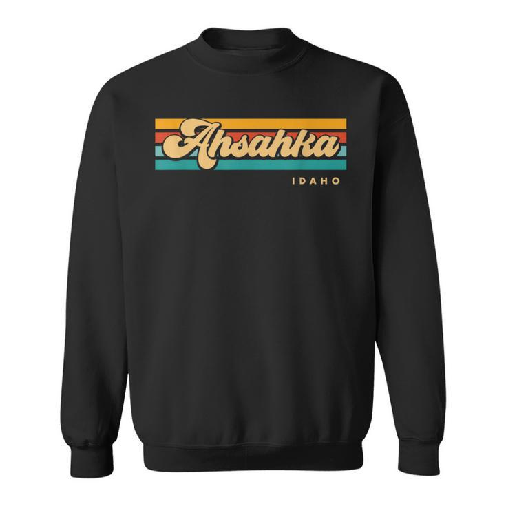 Vintage Sunset Stripes Ahsahka Idaho Sweatshirt