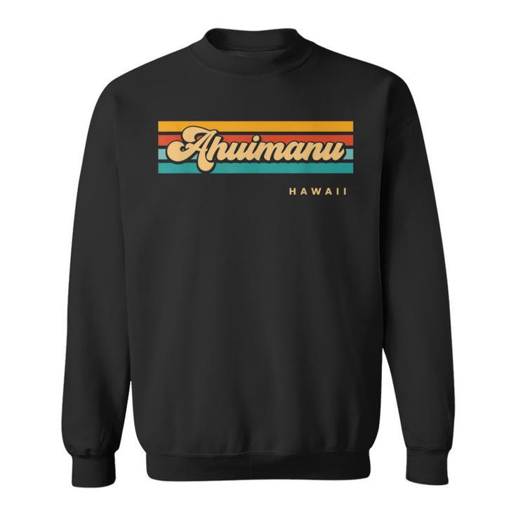 Vintage Sunset Stripes Ahuimanu Hawaii Sweatshirt