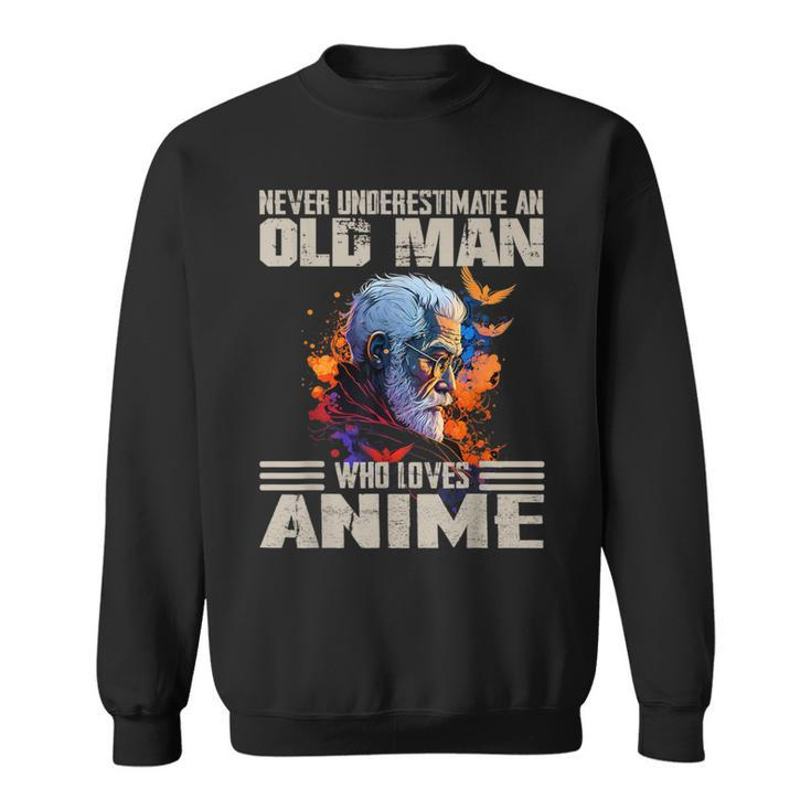 Vintage Never Underestimate An Old Man Who Loves Anime Cute Sweatshirt