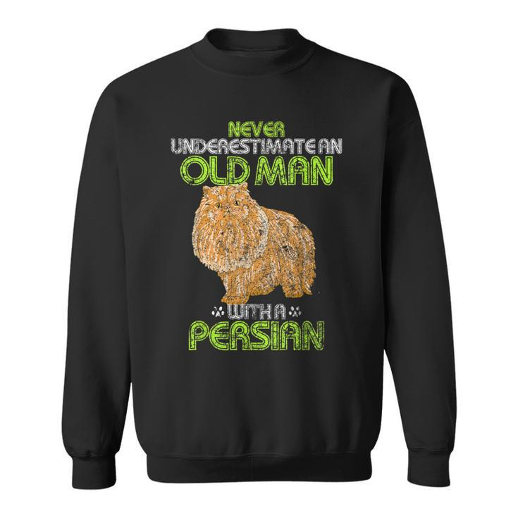 Vintage Never Underestimate An Old Man With A Persian Cat Sweatshirt