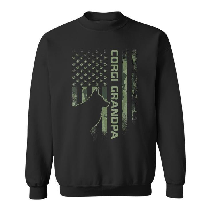 Vintage Us American Camo Flag Proud Corgi Grandpa Silhouette  Sweatshirt