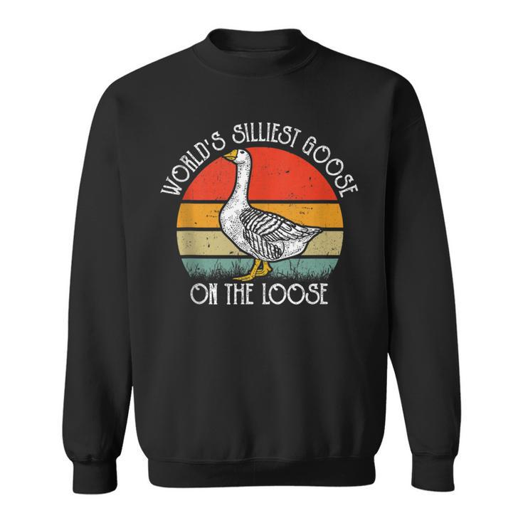 Vintage Worlds Silliest Goose On The Loose Funny  Sweatshirt