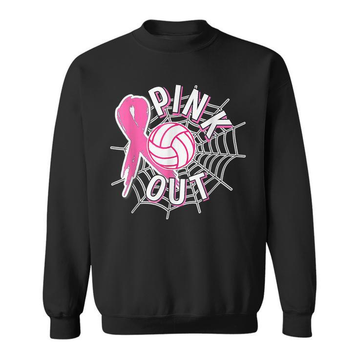 Volleyball Pink Out Pink Ribbon Breast Cancer Awareness Sweatshirt