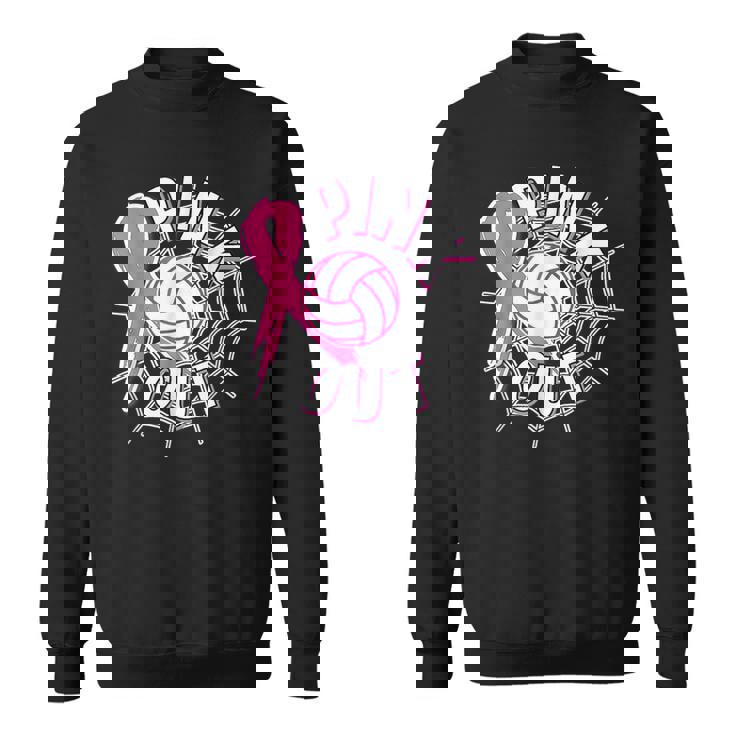 Volleyball Pink Out Pink Ribbon Breast Cancer Awareness Sweatshirt