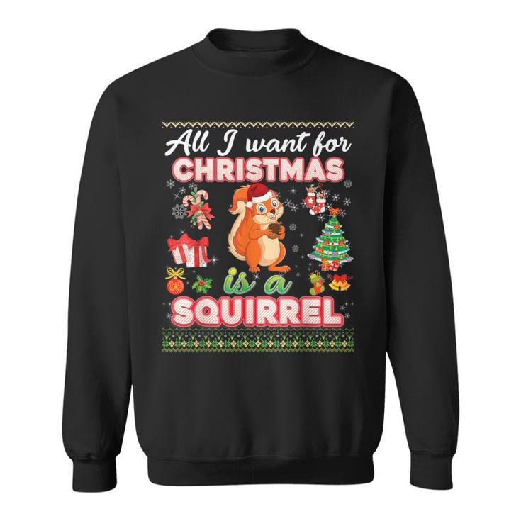 All I Want For Christmas Is A Squirrel Ugly Sweater Farmer Sweatshirt