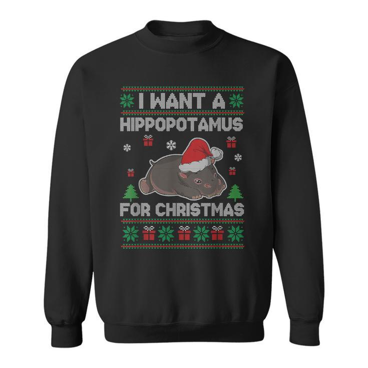 I Want A Hippopotamus For Christmas Ugly Xmas Sweater Hippo Sweatshirt