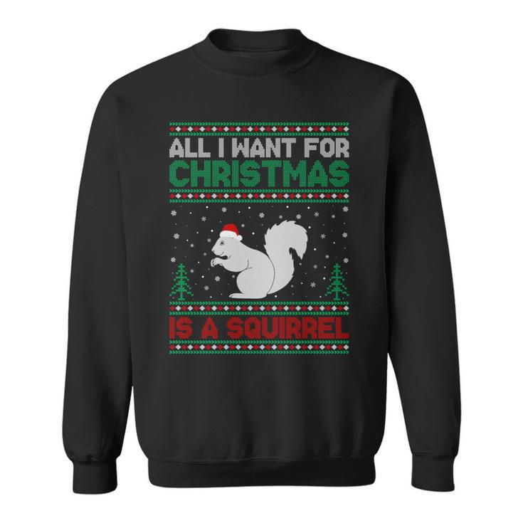 All I Want For Xmas Is A Squirrel Ugly Christmas Sweater Sweatshirt
