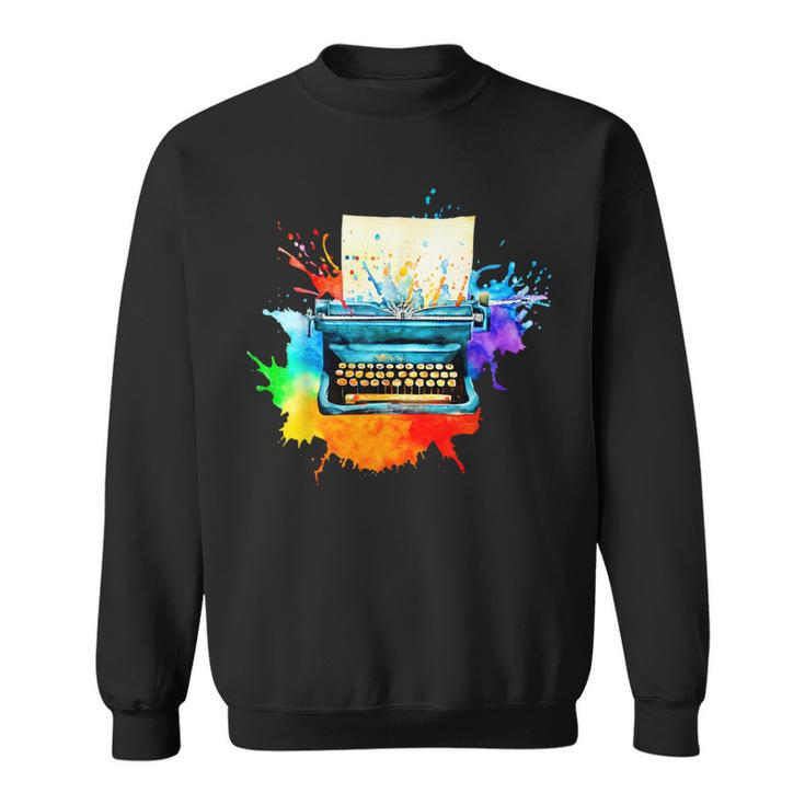Watercolor Typewriter Writing For Writer Creative Retro Sweatshirt