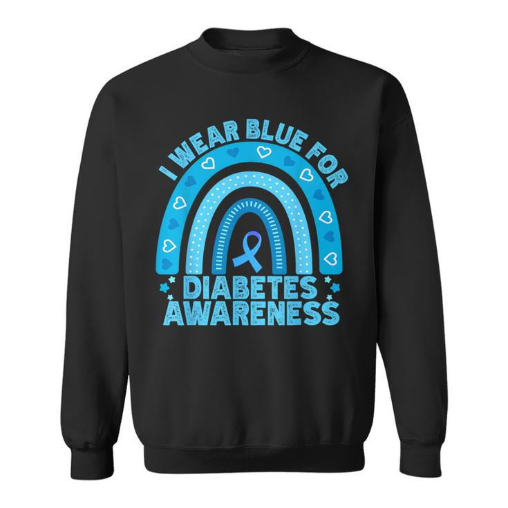 I Wear Blue For Diabetes Awareness Rainbow Diabetic Women Sweatshirt