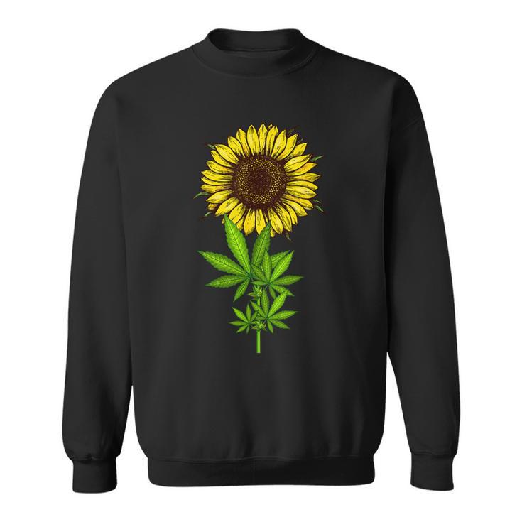 Weed Marijuana Leaf Cannabis Sunflower Funny Girls Mom Mama Sweatshirt