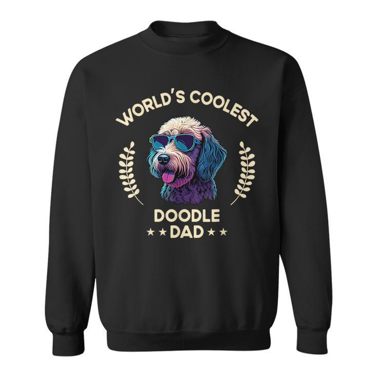 Worlds Coolest Dog Dad Papa - Men Doodle  Sweatshirt