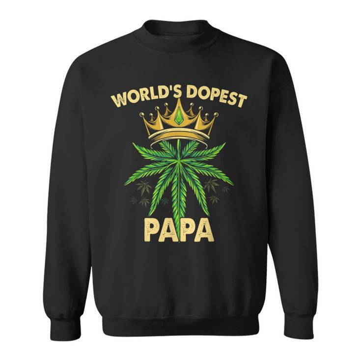 Worlds Dopest Papa Cannabis 420 Fathers Day Weed Dad  Sweatshirt