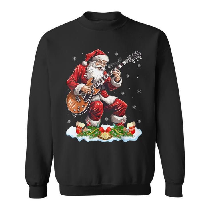 Xmas Guitarist Santa Playing Guitar Christmas Sweatshirt