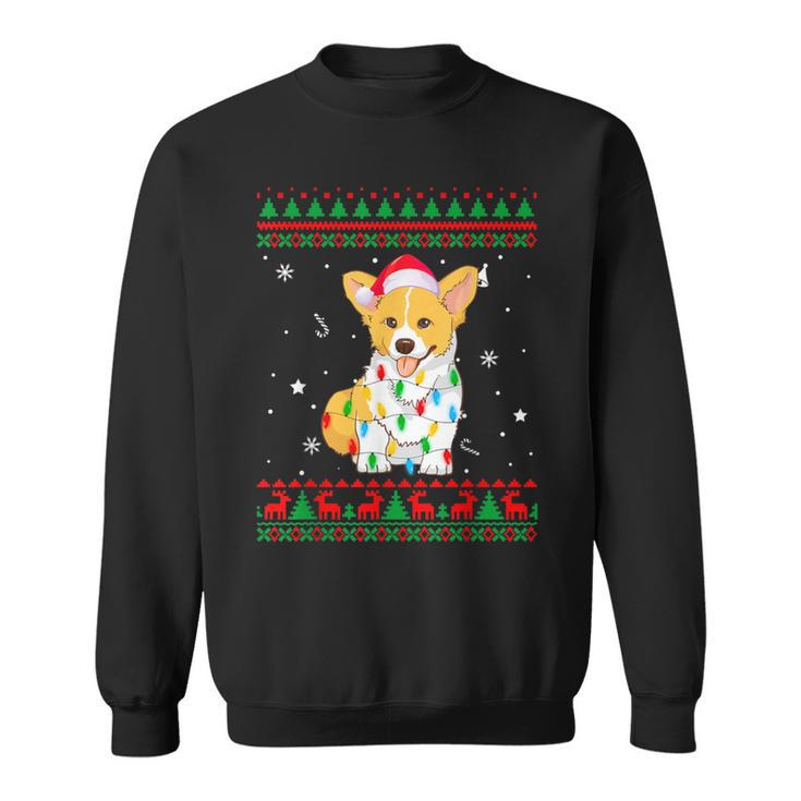 Xmas Ugly Sweater Christmas Lights Corgi Dog Lover Sweatshirt