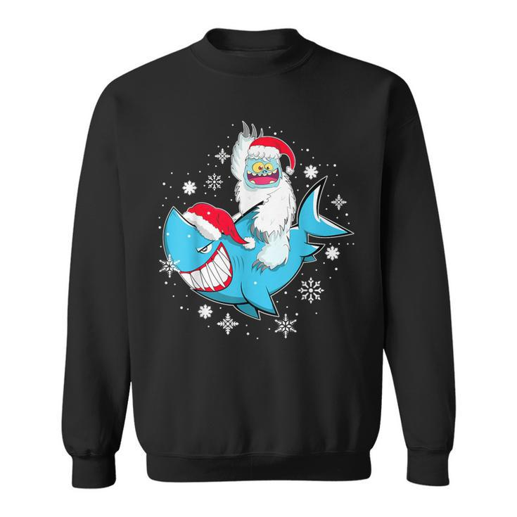Yeti To Party Shark Santa Hat Christmas Pajama Xmas Sweatshirt