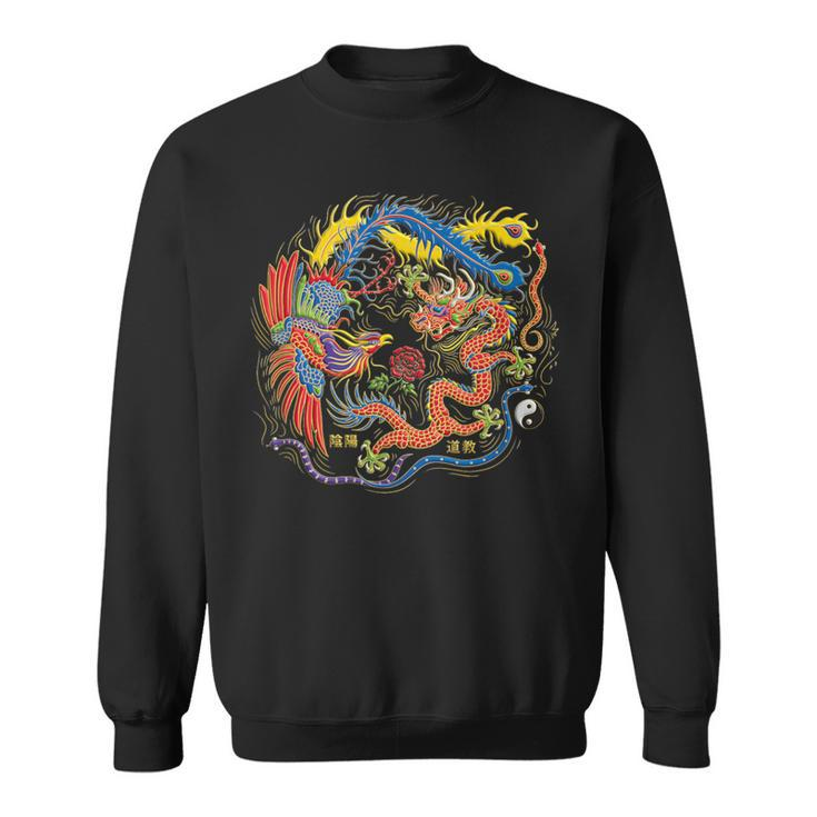 Yin Yang Dragon Phoenix Tai Chi Balance Warrior Sweatshirt