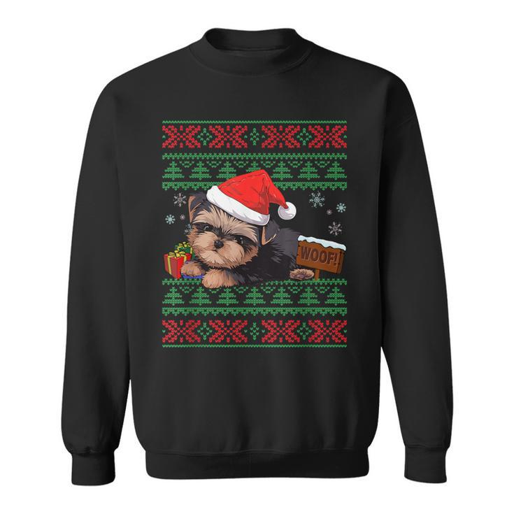 Yorkshire Terrier Dog Lover Santa Hat Ugly Christmas Sweater Sweatshirt