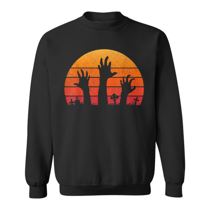 Zombie Hand Scary Costume Halloween Vintage Retro Sunset 80S 80S Vintage Designs Funny Gifts Sweatshirt