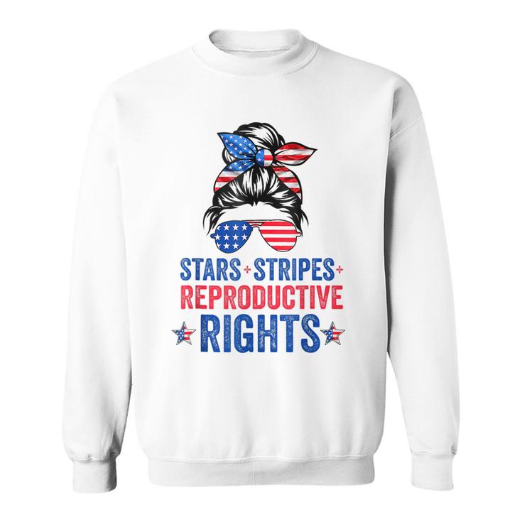Messy Bun American Flag Stars Stripes Reproductive Rights  Sweatshirt
