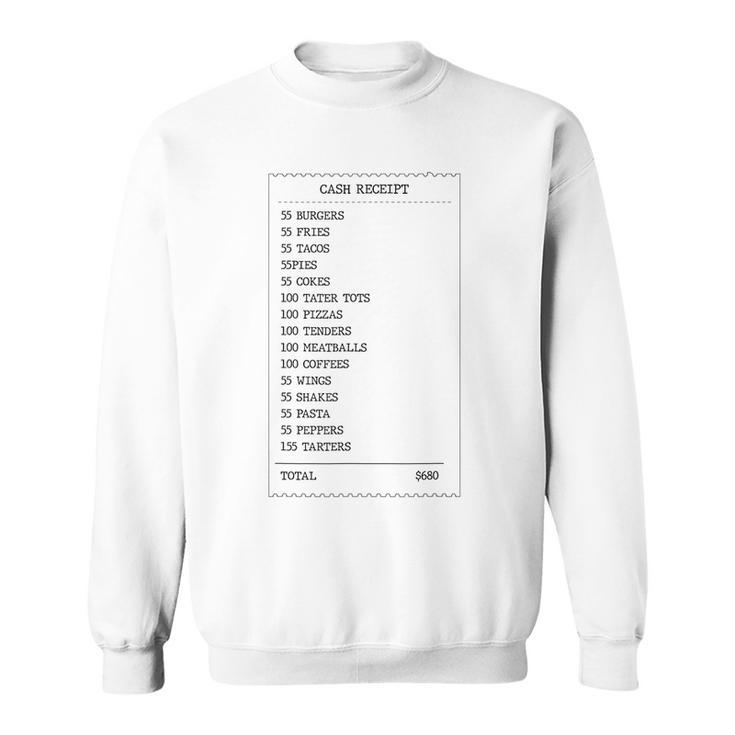 55 Burgers 55 Fries I Think You Should Leave Receipt Design Burgers Funny Gifts Sweatshirt