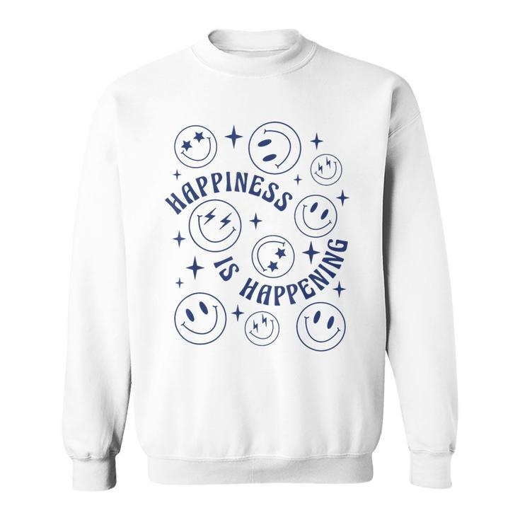 70S Yellow Smile Face Cute Peaceful Happiness Aesthetic  Sweatshirt