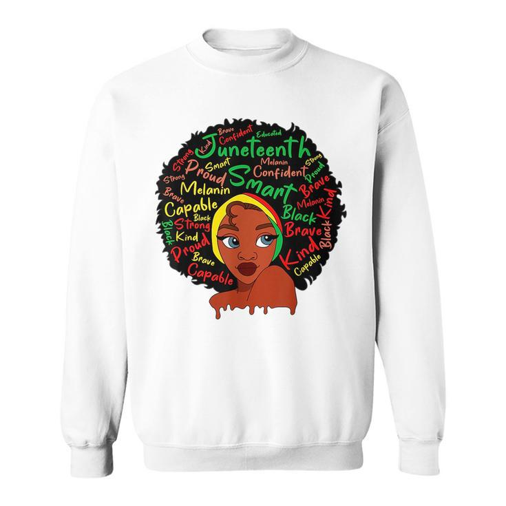 Afro Woman Headscarf Nubian Junenth Black History  Sweatshirt