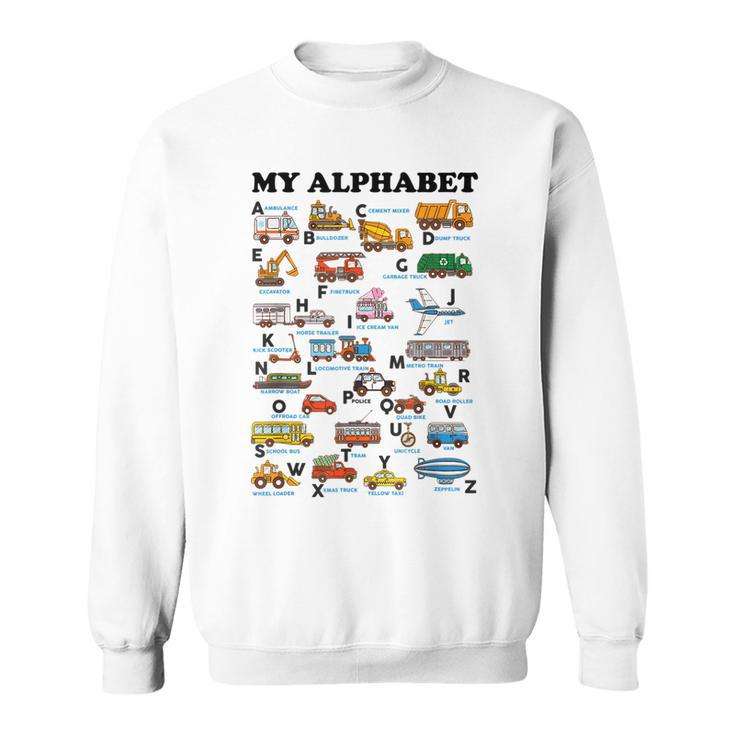 Alphabet Construction  Vehicles Abc Learning Teaching  Sweatshirt