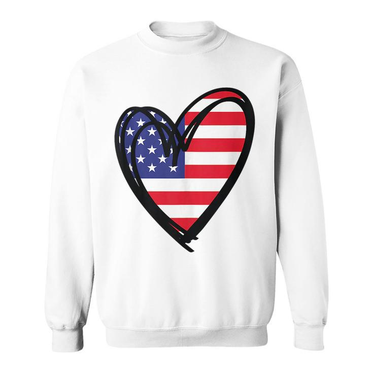 American Flag Heart 4Th Of July Usa Patriotic Pride Patriotic Funny Gifts Sweatshirt
