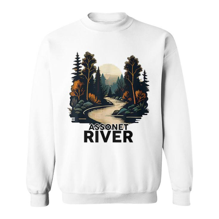 Assonet River Retro Minimalist River Assonet Sweatshirt