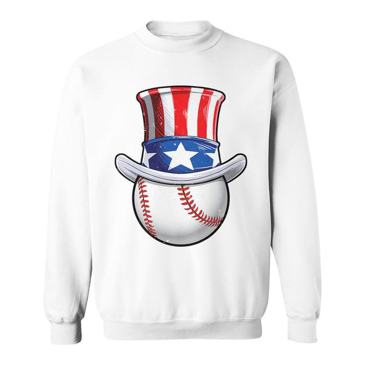 Baseball Uncle Sam4Th Of July Boys American Flag Sweatshirt