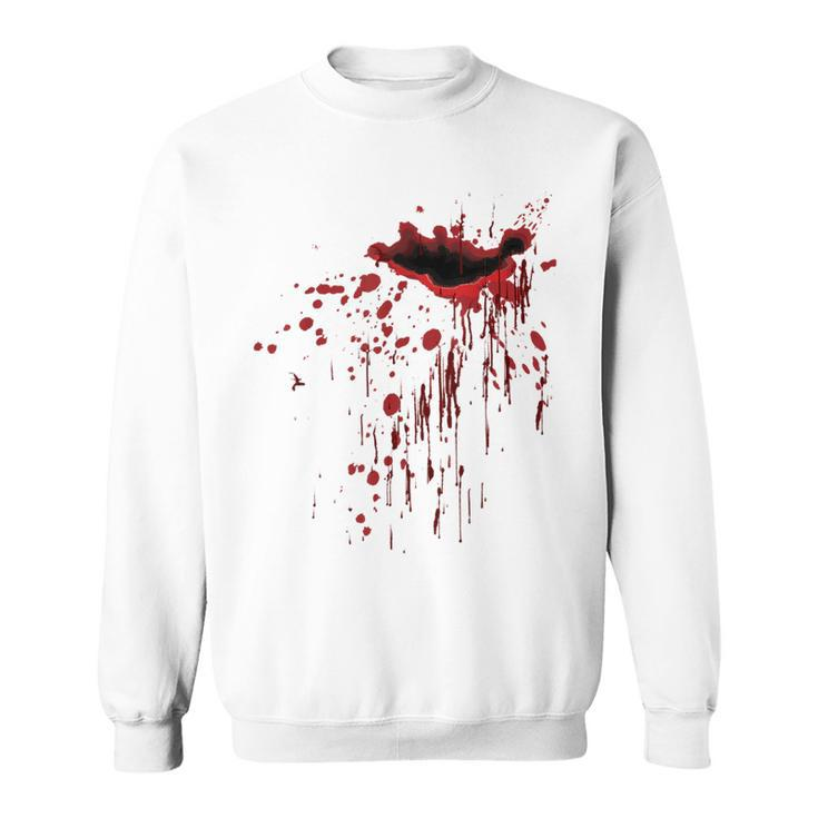 Bleeding Flesh Wound Red Blood Splatters Bloody Open Wound Bloody Sweatshirt