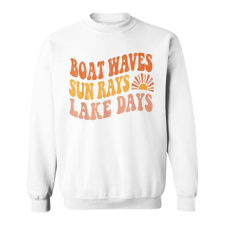 Boat Waves Sun Rays Lake Days Cute Retro 70S Summer Vacation  Sweatshirt
