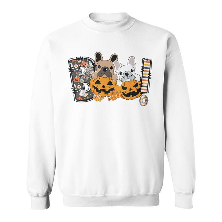 Boo French Bulldog Pumpkin Candy Dog Puppy Halloween Costume Sweatshirt