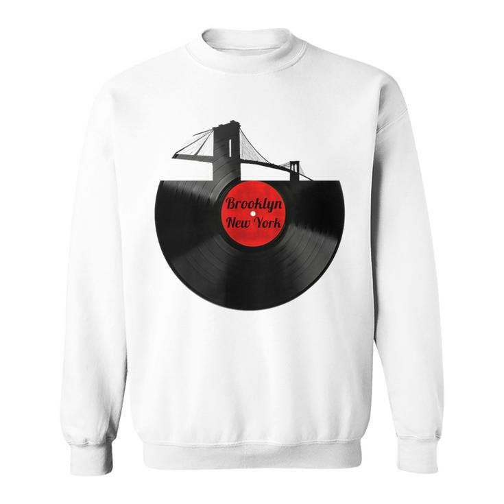 Brooklyn Bridge New York Vinyl Record Retro Hipster Sweatshirt