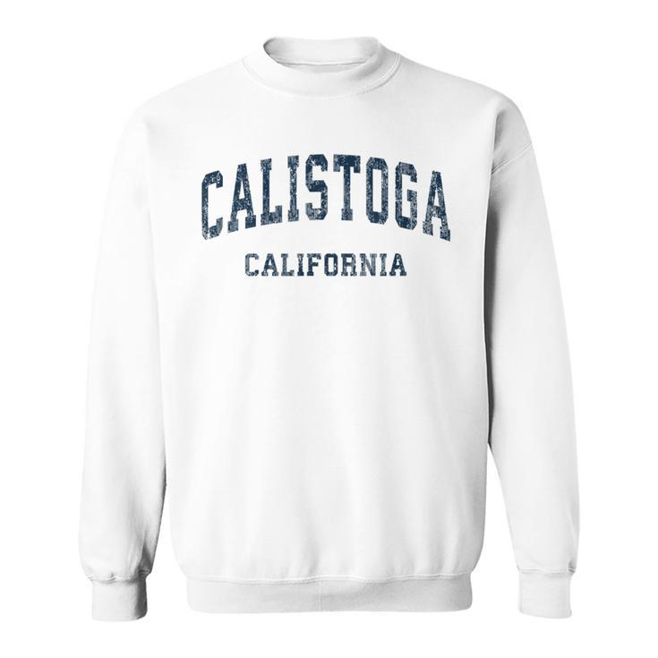 Calistoga California Ca Vintage Varsity Sports Navy Sweatshirt