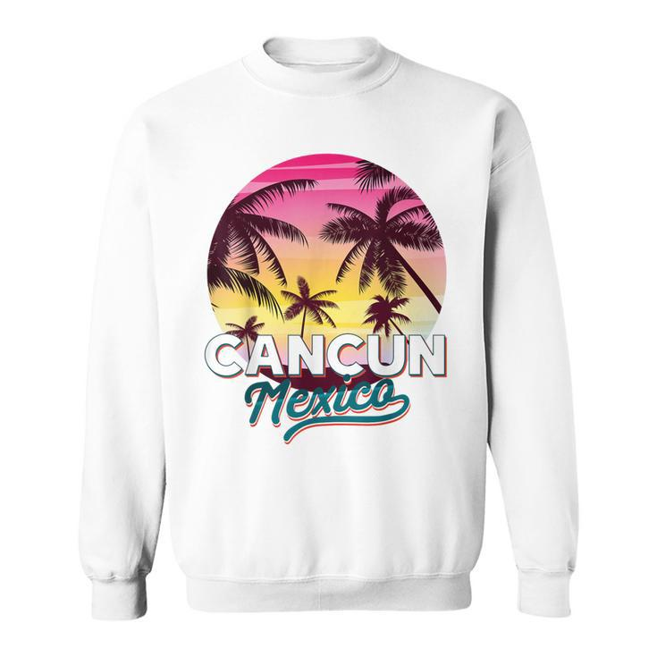 Cancun Mexico Palm Tree Beach Summer Vacation Sunset  Sweatshirt