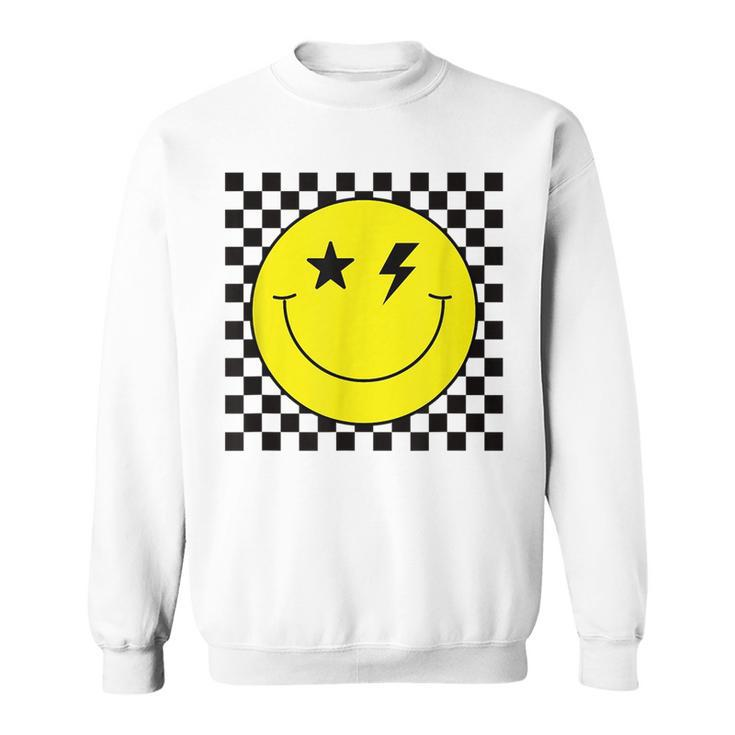 Checkered Lightning Eyes Yellow Smile Face  Happy Face  Sweatshirt