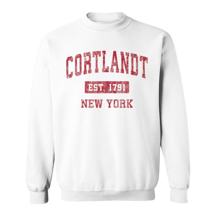 Cortlandt New York Ny Vintage Sports Red Sweatshirt