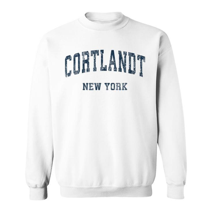 Cortlandt New York Ny Vintage Varsity Sports Navy Sweatshirt