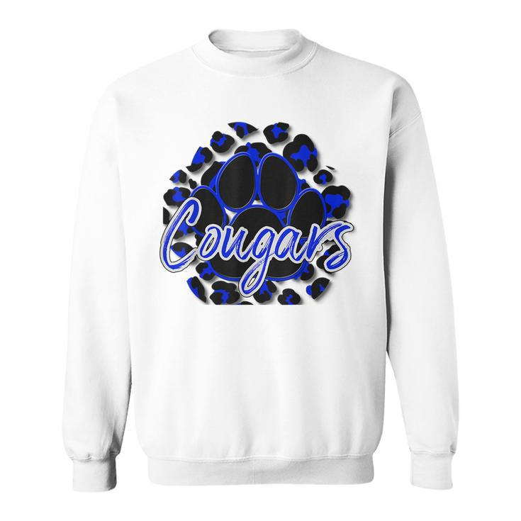 Cougar Blue Black Cheetah School Sports Fan Team Spirit Sweatshirt