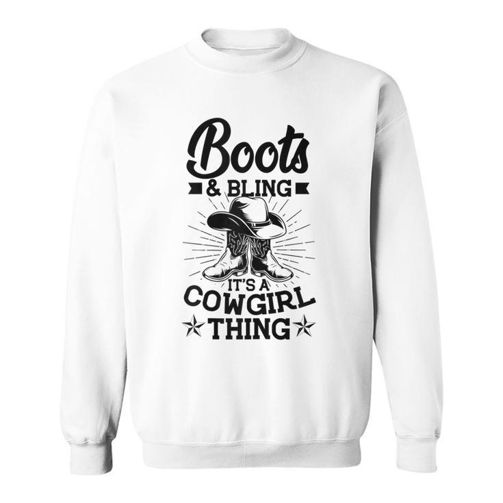 Cowgirl Boots And Hat Graphic Women Girls Cowgirl Western Sweatshirt