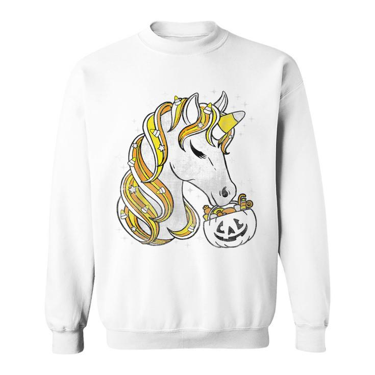 Cute Candy Corn Unicorn Halloween Top Sweatshirt