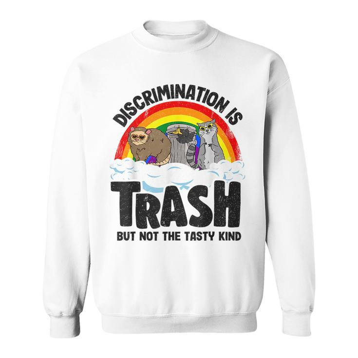 Discrimination Is Trash Gay Pride Raccoon Opossum Ally Lgbt  Sweatshirt