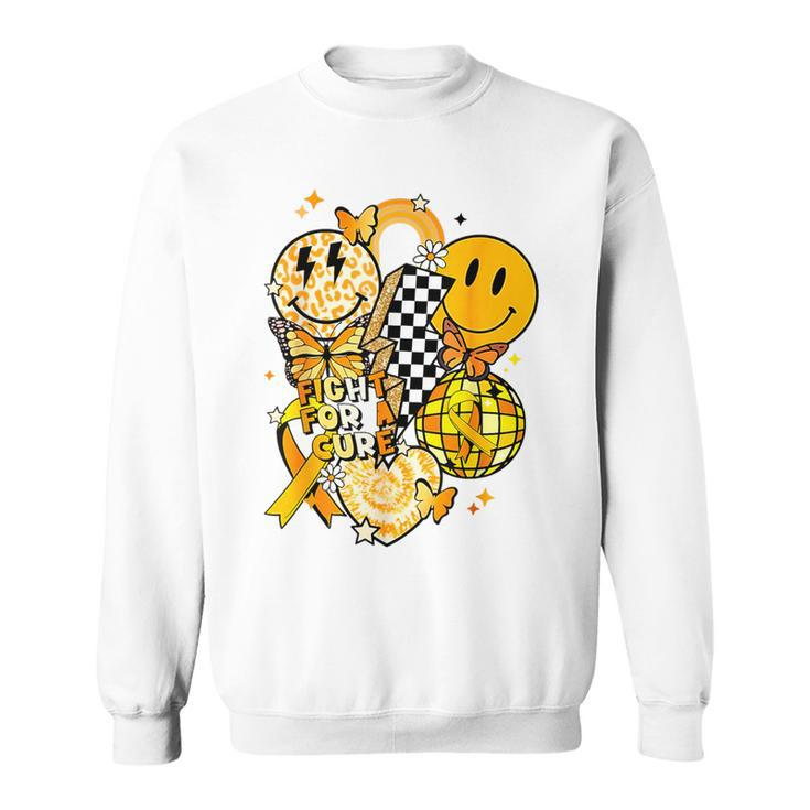 Fight For A Cure Retro Smile Face Childhood Cancer Awareness Sweatshirt
