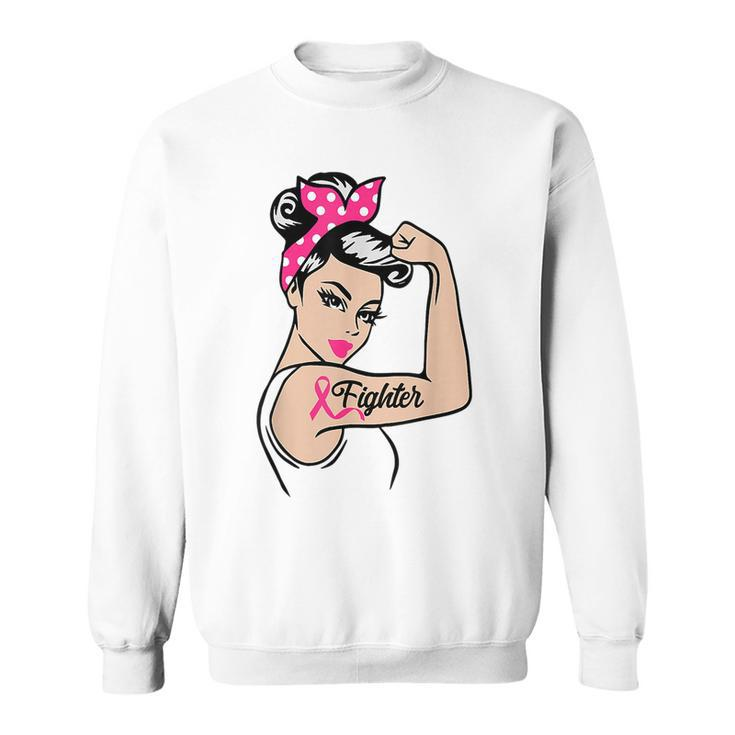 Fighter Rosie The Riveter Breast Cancer Awareness Sweatshirt