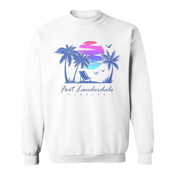 Fort Lauderdale Florida Beach Vacation Retro Vintage Sunset  Sweatshirt