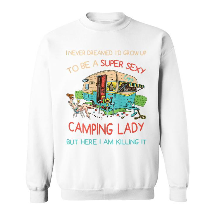 Happy Glamper Camping Lover Girl Camper Camp Vacation Gift For Womens Sweatshirt