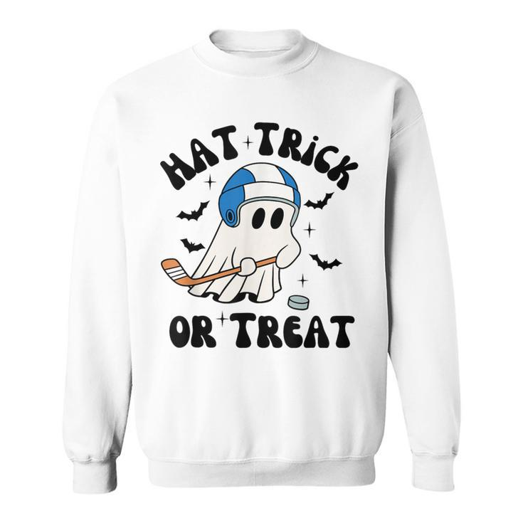 Hat Trick Or Treat Hilarious Hockey Halloween Family Sweatshirt