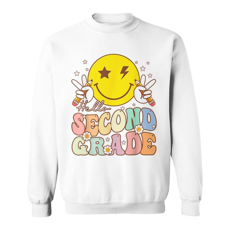 Hello Second Grade Funny Smile Face 2Nd Grade Back To School Sweatshirt