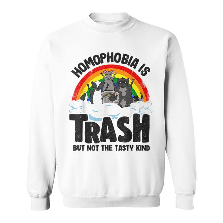 Homophobia Is Trash Gay Pride Raccoon Opossum Ally Lgbt  Sweatshirt